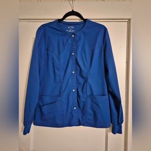 Cherokee Luxe Royal Blue Scrub Jacket. Size Small